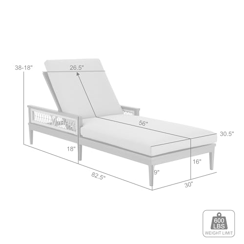 Armen Living Zella Modern Outdoor Patio Chaise Lounge Chair Light Gray