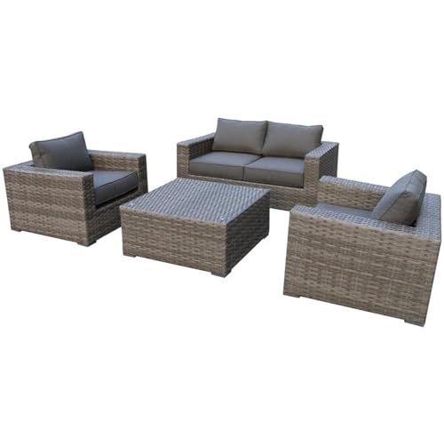 Teva Furniture Bali Two-Tone Wicker Loveseat Set with Charcoal Gray Cushions Gray/Brown/Silver