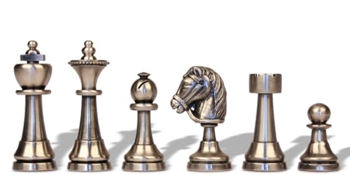 The Chess Store Classic Persian Staunton Solid Brass Chess Set with Elm Burl Board