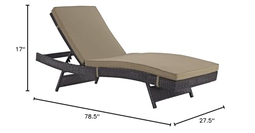 Modway Convene Wicker Rattan Outdoor Patio Chaise Lounge Chairs Set of 4 Mocha