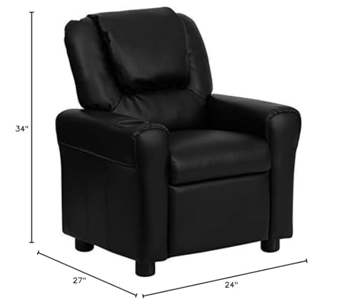 Personalized by DG Custom Graphics Kids Recliner with Cup Holder and Name Black