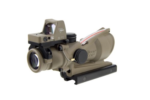 Trijicon 4x32mm ACOG Dual Illumination Red Chevron .223 Reticle Optics FDE w/ RMR Type 2