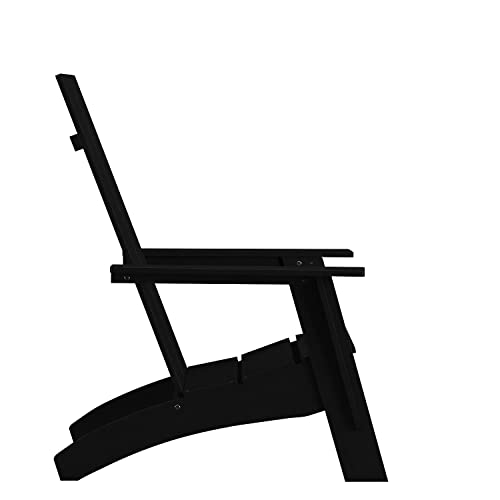 Flash Furniture Set of 4 Sawyer Modern 2-Slat Back Adirondack Chairs Black