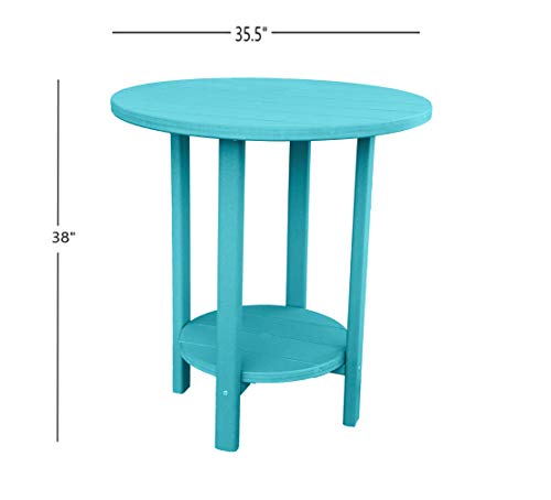 Phat Tommy Adirondack Bar Set - Outdoor Bistro Table and Chairs Set of 2 - HDPE High Top Seating - Teal