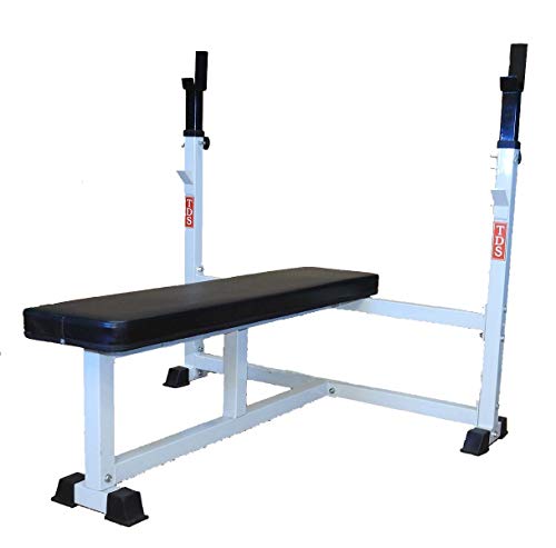 TDS Olympic Flat Bench Adjustable Uprights Deluxe Padding Black
