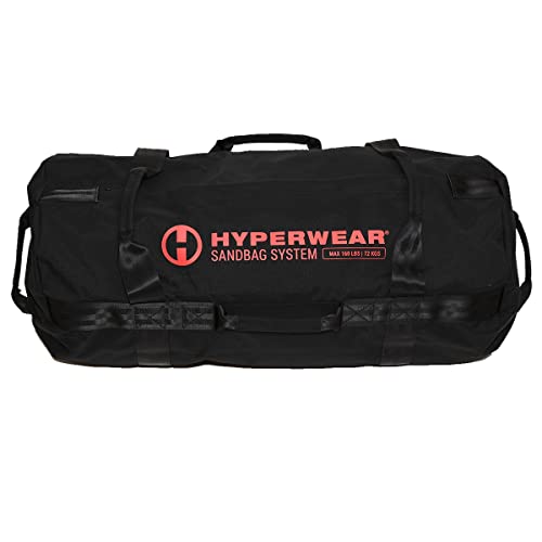 HYPERWEAR Adjustable Sandbag Workout Bag with SandBell Kettlebells LG 160lb Red