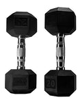 Bolt Fitness Supply Hex Rubber Dumbbell Set 5-35 lb Black Silver