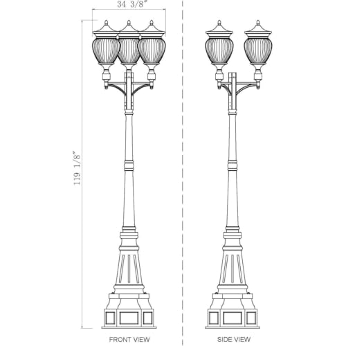 Z-Lite Davina 4 Light 121" Tall Post Light Black