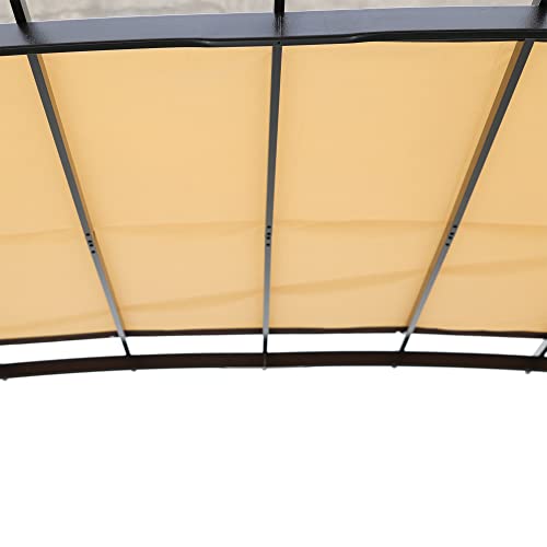 ANTSKU 12' x 9' Outdoor Pergola with Retractable Canopy Black Beige