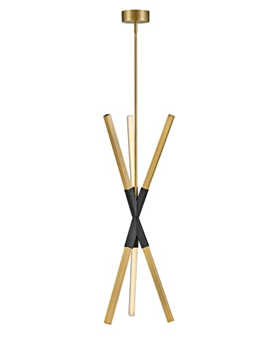 Hinkley Fredrick Ramond Rae Medium Pendant Integrated LED Lacquered Brass Black Accent