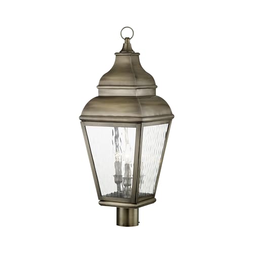 Livex Exeter 3-Light Outdoor Post Head Vintage Pewter