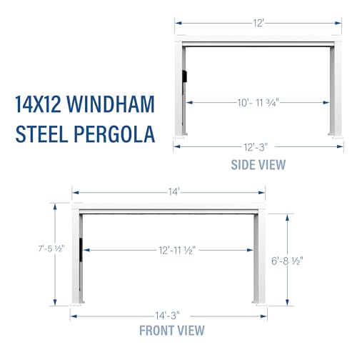 Backyard Discovery Windham 14' x 12' Galvanized Steel Pergola Kit with Shade Sail Canopy White