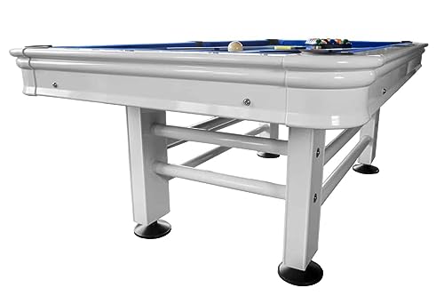 Chamberlain Game Tables Malibu Nights 7 Ft Outdoor Pool Table White and Blue