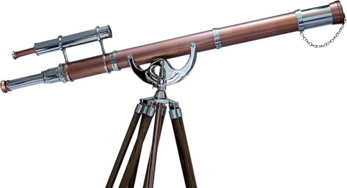 Antiqueex Nautical Vintage Double Barrel Telescope Chrome Finish