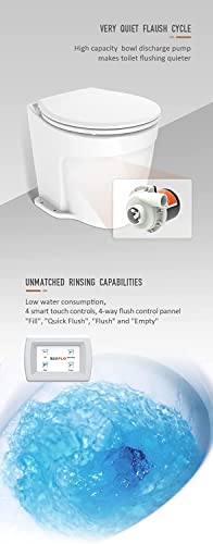 SEAFLO 24V Deluxe Flush Fresh Water Electric Marine Toilet White