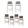 Pemberly Row 44" Aluminum Outdoor Bar Stools Set of 6 Grey