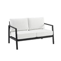 Linon Greyton Aluminum Frame Outdoor Loveseat with Removable Cushions Black & White