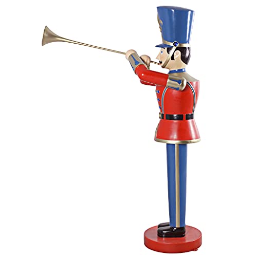 Design Toscano 6 Foot Tall Nutcracker Ballet Trumpeting Toy Soldier Holiday Decor Full Color