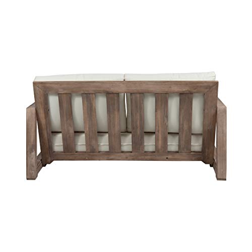Christopher Knight Home Randy Outdoor Acacia Wood Loveseat Set with Coffee Table Brown and Beige