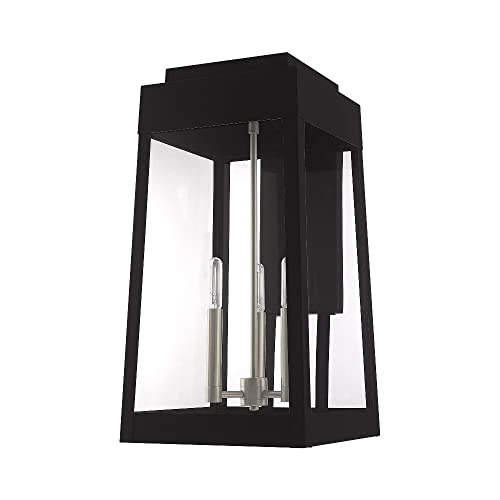 Livex Outdoor Wall Lantern 20" Three Light Satin Brass