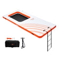 VEVOR Inflatable Floating Dock 15x6.5FT with Trampoline Mesh Pool White + Orange