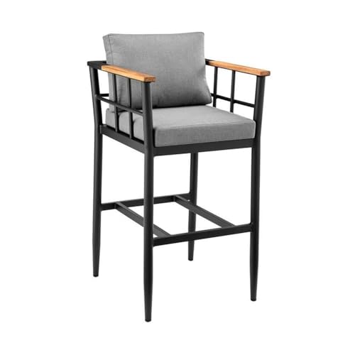 Armen Living Orlando Outdoor Patio 5-Piece Aluminum Bar Set Black