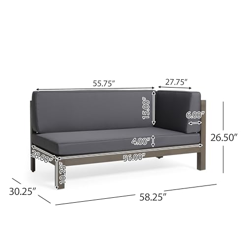 Benzara Juna Outdoor Corner Bench Set of 2, 58 Inch Modular Grey Acacia Wood