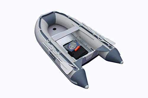 Boatify 8.9 ft Inflatable Dinghy Pontoon Boat with Aluminum Floor Red