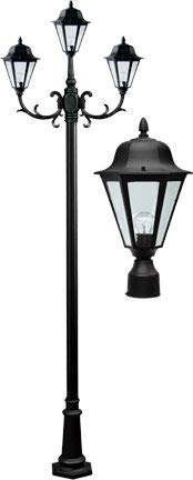 DABMAR LIGHTING Daniella Post Light Fixture LED 16W Frosted Glass Black