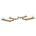 Great Deal Furniture Outdoor Acacia Wood Chaise Lounge Set of 4 Sandblast Teak Finish, Cream