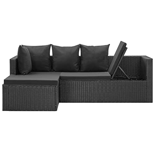 Xinxinxiang 4 Piece Black Patio Set with Cushions