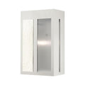 Livex Lafayette 1 Light Outdoor Wall Lantern Brushed Nickel with Hammered Polished Nickel Panels