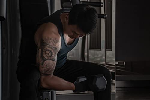 HAJEX Rubber Hex Dumbbell Pairs with Dumbbell Rack