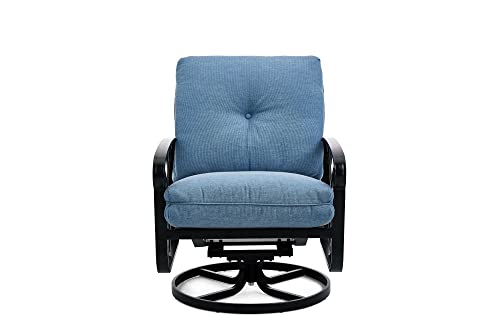 Winston Palazzo Cushion Swivel Rocker Lounge Chair Black Night/Spectrum Denim
