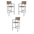 Home Square Aluminum Frame Patio Bar Arm Stool Set of 3 Grey