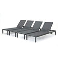 Christopher Knight Home Coral Bay Outdoor Aluminum Chaise Lounge Set, 4-Pcs, Grey/Dark Grey