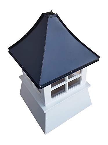 Accentua Monterey Cupola 24 in. Square 39 in. High White with Black Aluminum Roof