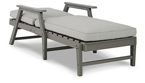 Signature Design by Ashley Visola Contemporary Outdoor Chaise Lounge with Adjustable Backrest Grey