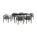 Armen Living Beowulf Modern Outdoor Patio Dining Set, 7 Piece, Black