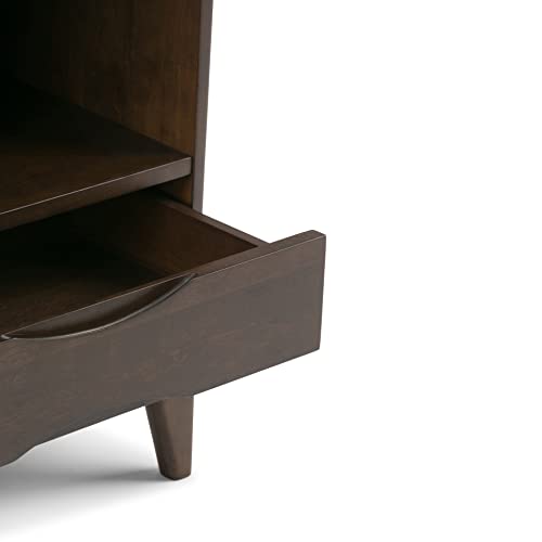 SIMPLIHOME Harper Solid Hardwood 24" Mid Century Modern Bookcase Walnut Brown