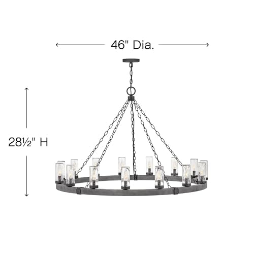 Hinkley Sawyer Collection 15-Light 4W LED Extra Large Outdoor Hanging Lantern Aged Zinc