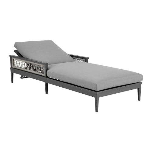 Armen Living Zella Modern Outdoor Patio Chaise Lounge Chair Light Gray