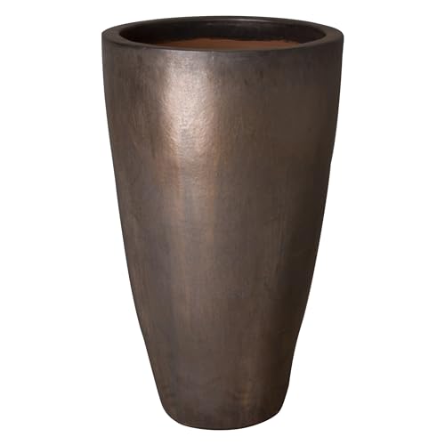 Emissary Metallic Stoneware Round Planter 24in. L x 40in. H