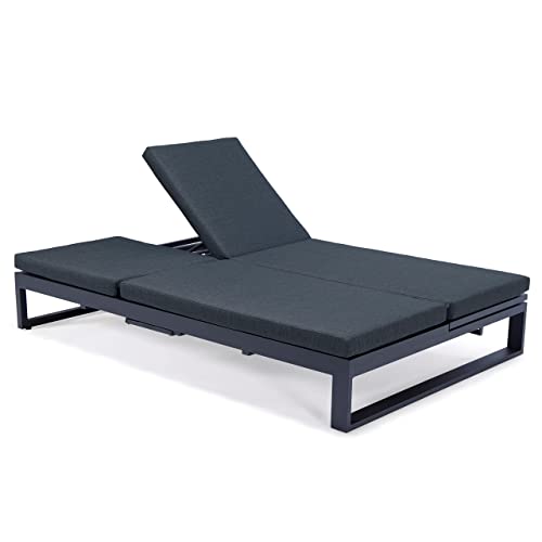 LeisureMod 2-in-1 Convertible Sofa and Chaise Lounge Chair Black
