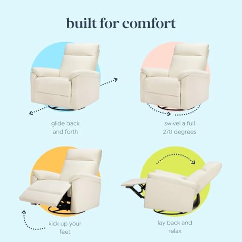 DaVinci Suzy Swivel Recliner Vanilla GREENGUARD Gold CertiPUR-US Certified