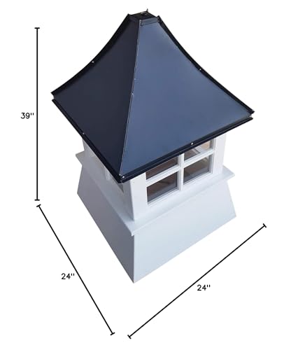 Accentua Monterey Cupola 24 in. Square 39 in. High White with Black Aluminum Roof