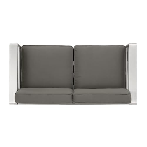 Christopher Knight Home Cape Coral 5-Piece Outdoor Chat Set with Fire Table Grey/Dark Grey