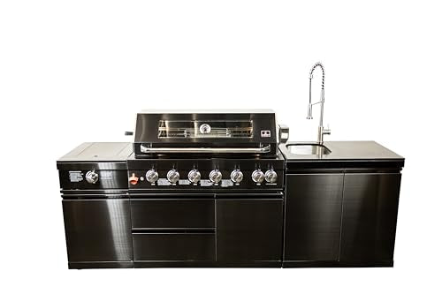 Luxuria Spas Flame Pro Series 6-Burner Modular Kitchen Black