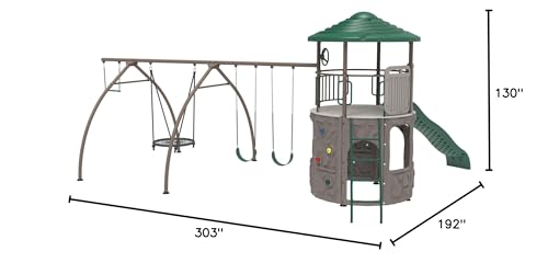 Lifetime Adventure Tower Swing Set Playset with Spider Swing Earthtone