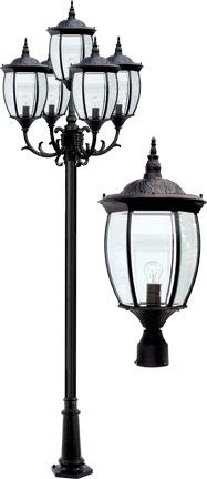 DABMAR LIGHTING Victoria Post Light Fixture 5X 16 Watt LED Black